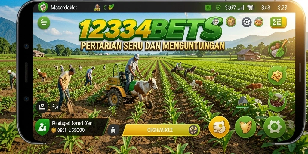Tampilan gameplay 1234BETS yang menampilkan kebun yang indah.