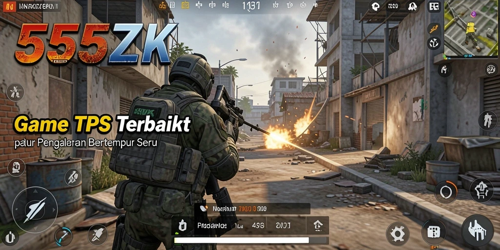 Tampilan gameplay 555ZK yang mendebarkan dalam aksi TPS.
