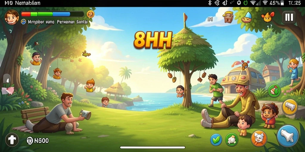 Tampilan gameplay 8HHH yang seru dan penuh warna.