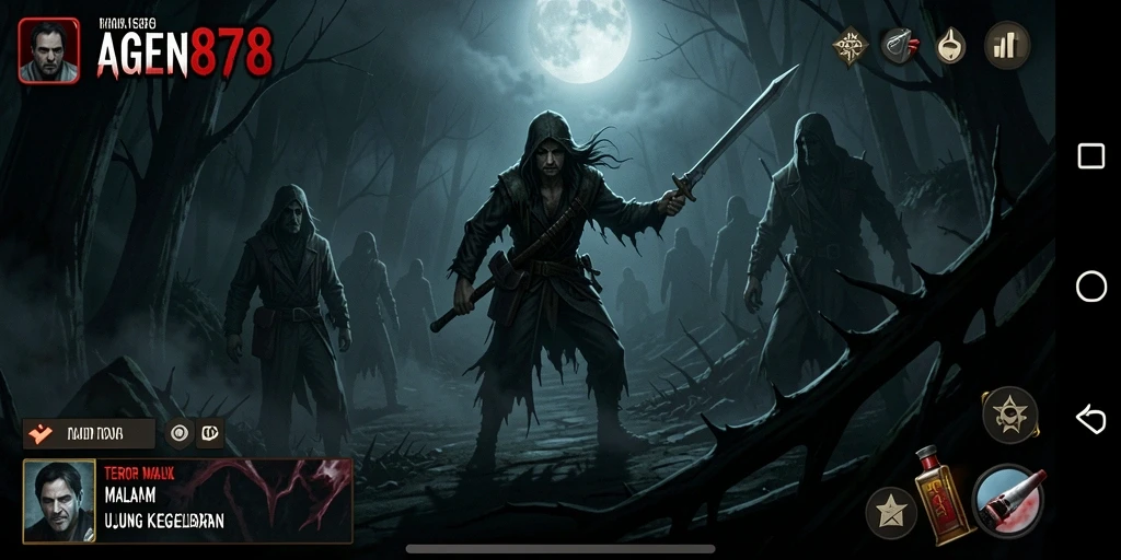 Tampilan gameplay menegangkan dari AGEN878 penuh dengan atmosfer Horror.