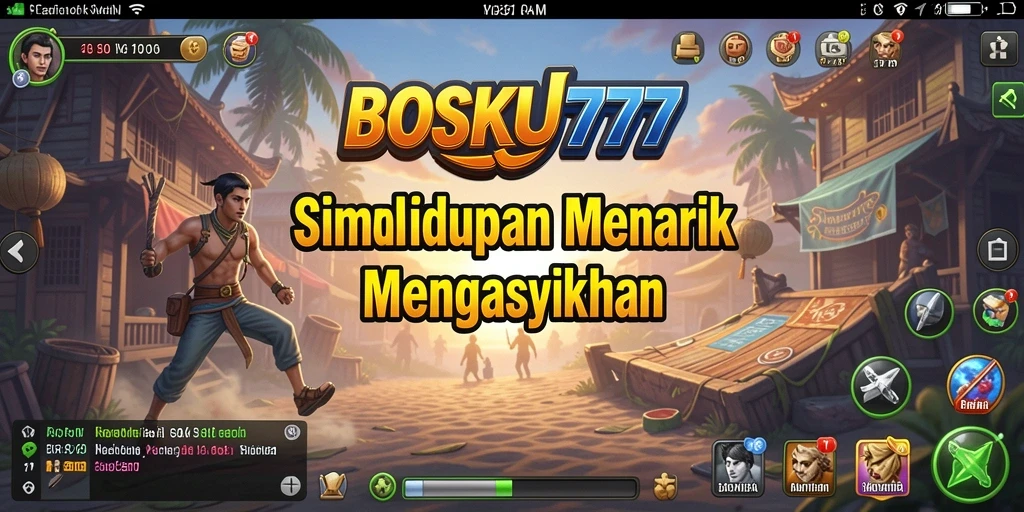 Screenshot dari BOSKU777 menampilkan karakter dalam aktivitas sehari-hari.
