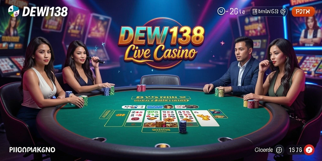 Screenshot DEWI138 menunjukkan dealer live saat permainan berlangsung.