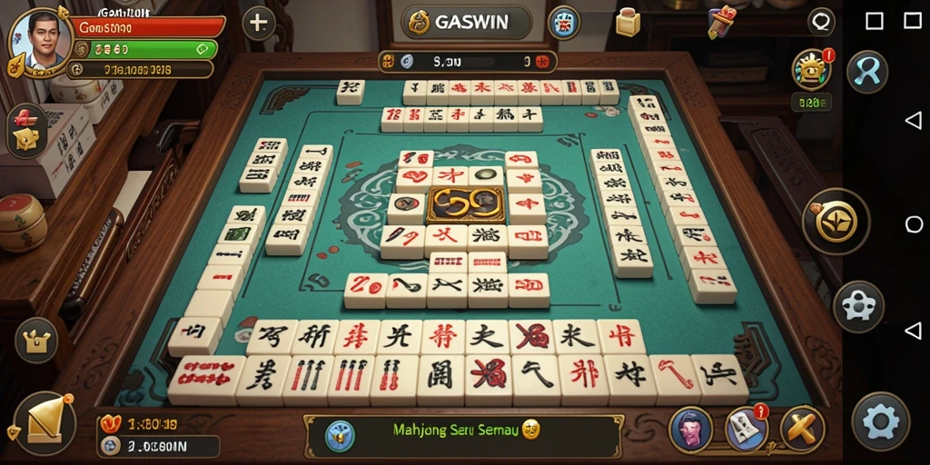 Tampilan screenshot GASWIN menampilkan momen penuh strategi permainan Mahjong.