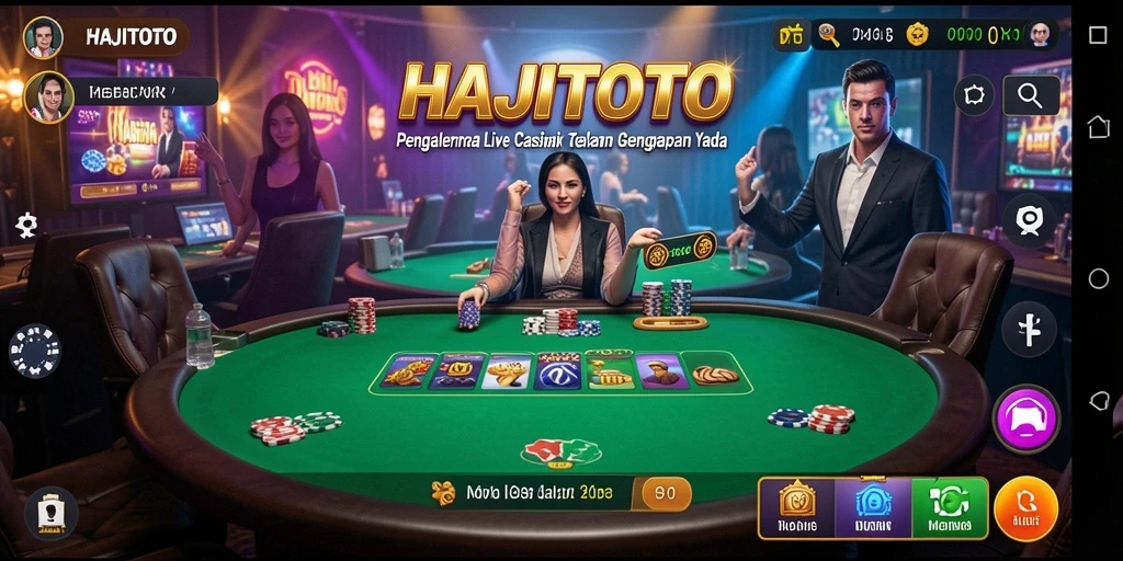 Tampilan gameplay interaktif HAJITOTO dengan dealer langsung.
