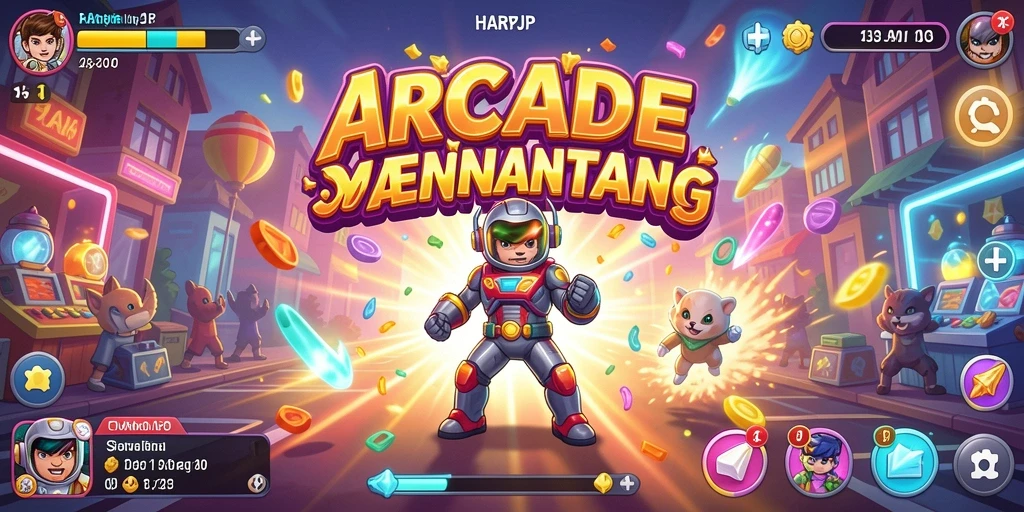 Tangkapan layar gameplay HARAPJP yang memperlihatkan aksi seru dalam permainan arcade.