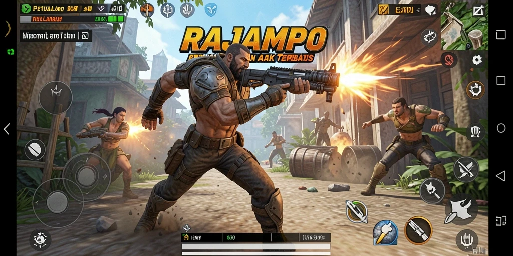 Tampilan gameplay aksi yang mendebarkan dari RAJAMPO.
