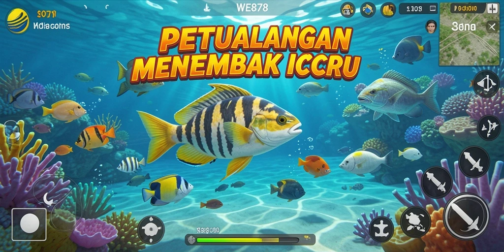 Tangkapan layar gameplay WE878 dengan aksi menembak ikan yang menarik.